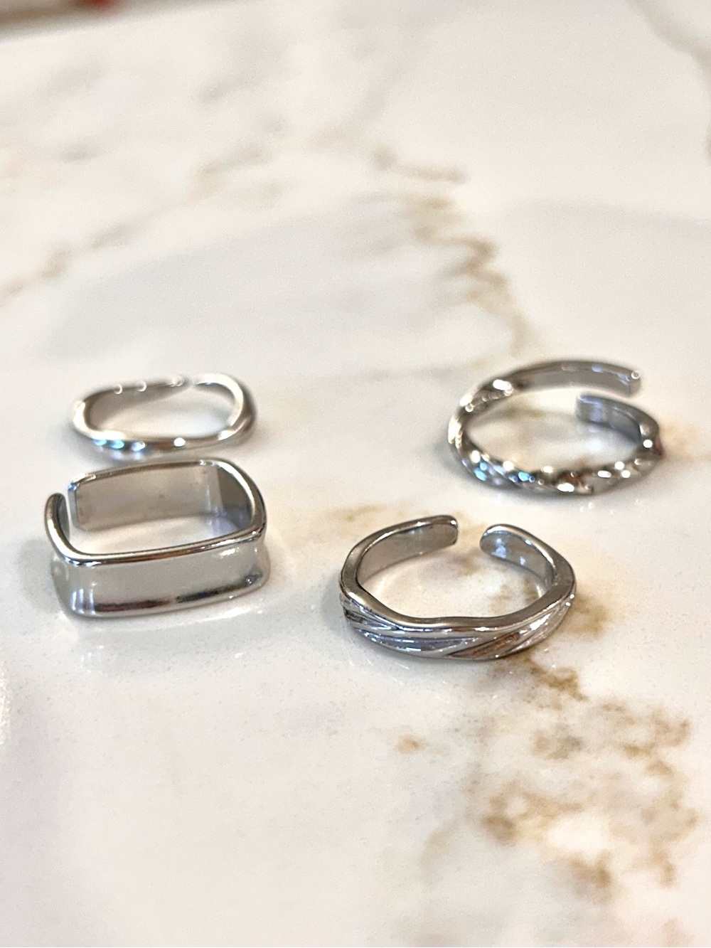 Silver Tone Women's Mixed Stackable Rings Set
